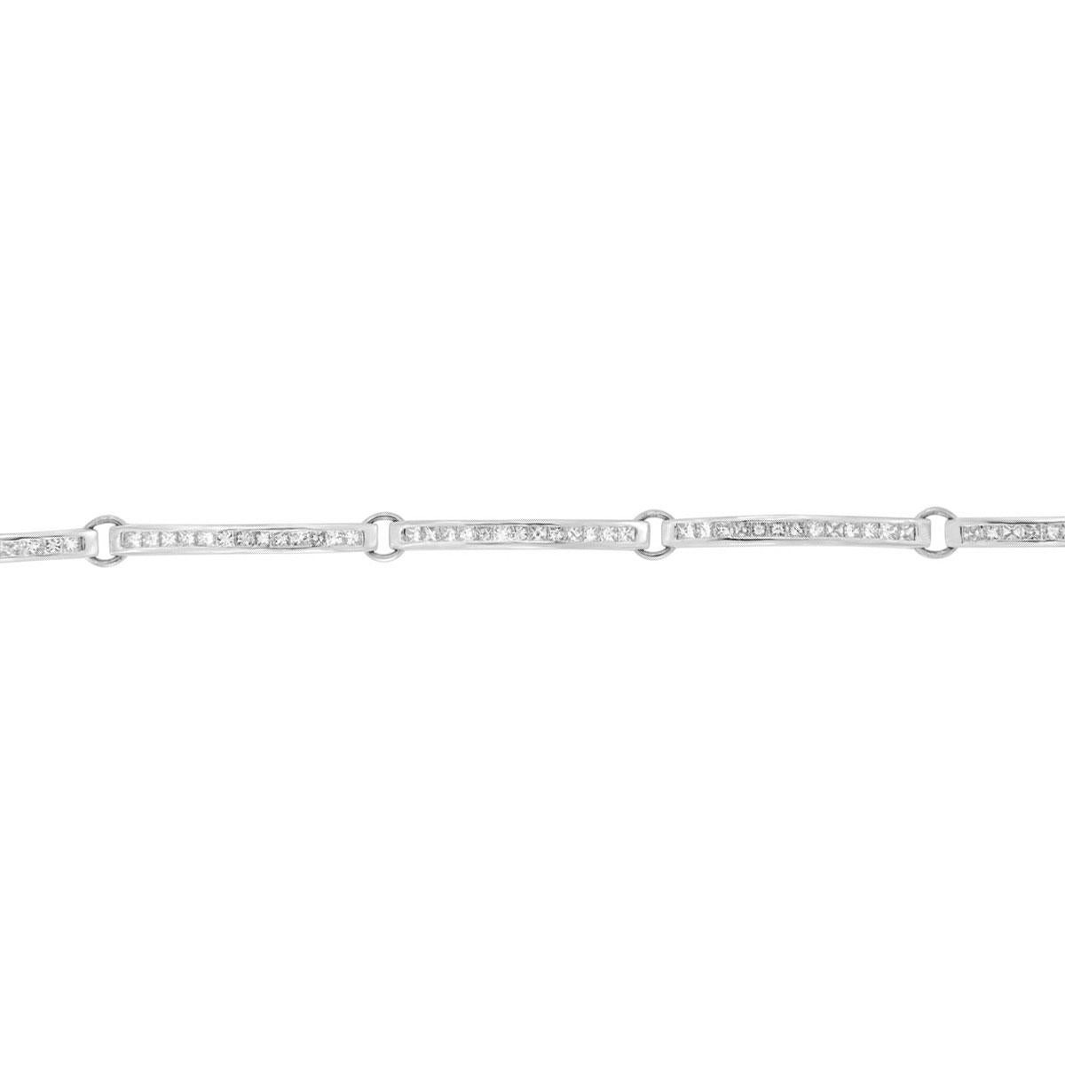 Platinum Gioia Princess Shape Diamond Bracelet '3.5 Ct. tw' In New Condition For Sale In San Francisco, CA