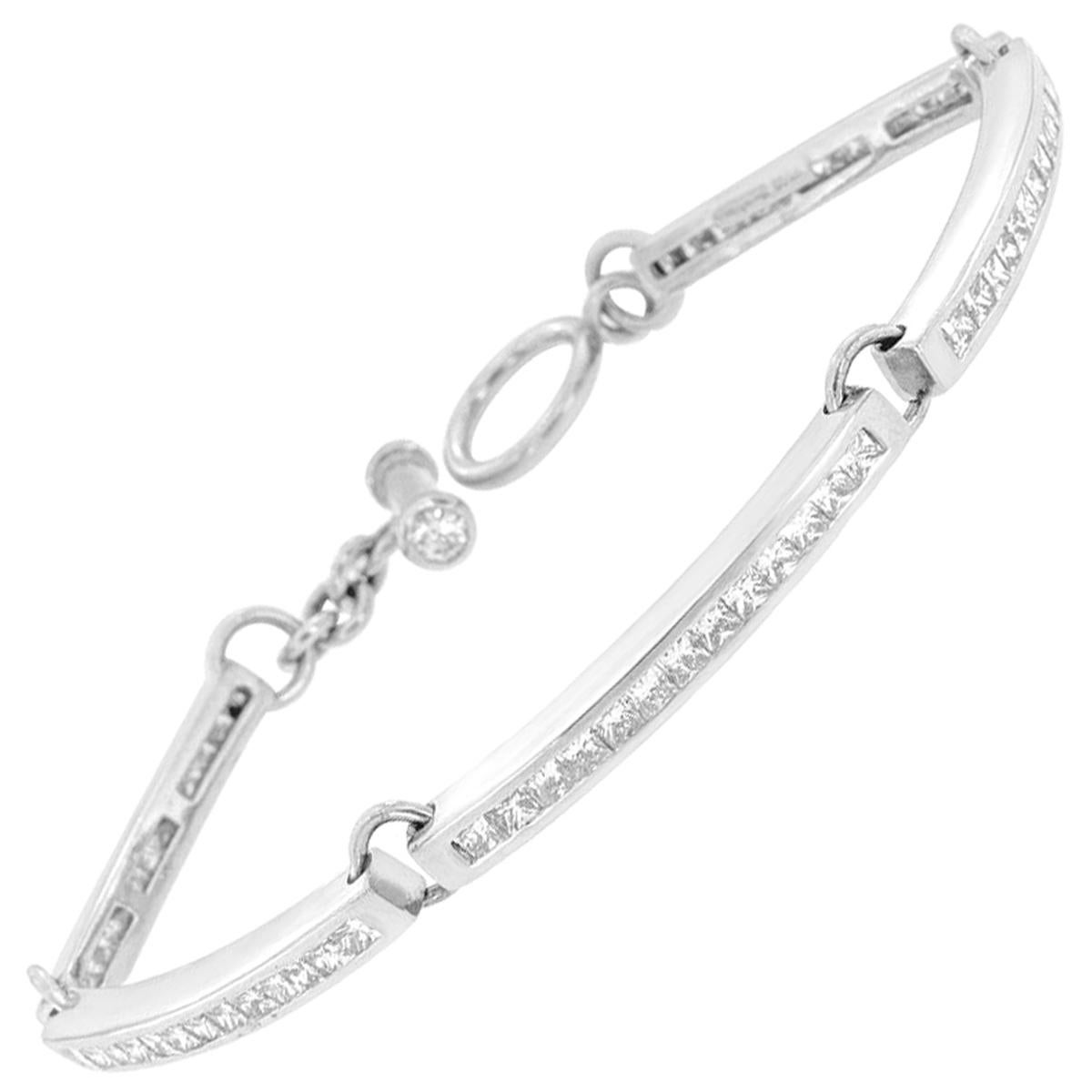 Platinum Gioia Princess Shape Diamond Bracelet '3.5 Ct. tw' For Sale
