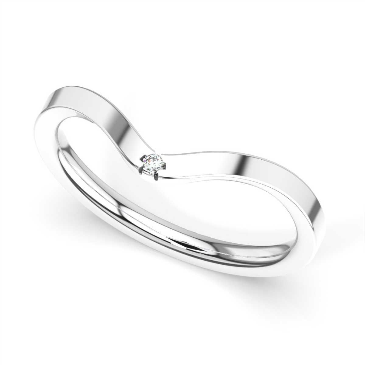 Round Cut Platinum Gloria Petite Curve Diamond Ring For Sale