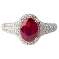 Platinum & Gold 2.47ct Oval Cut Ruby & Diamond Unique Ring