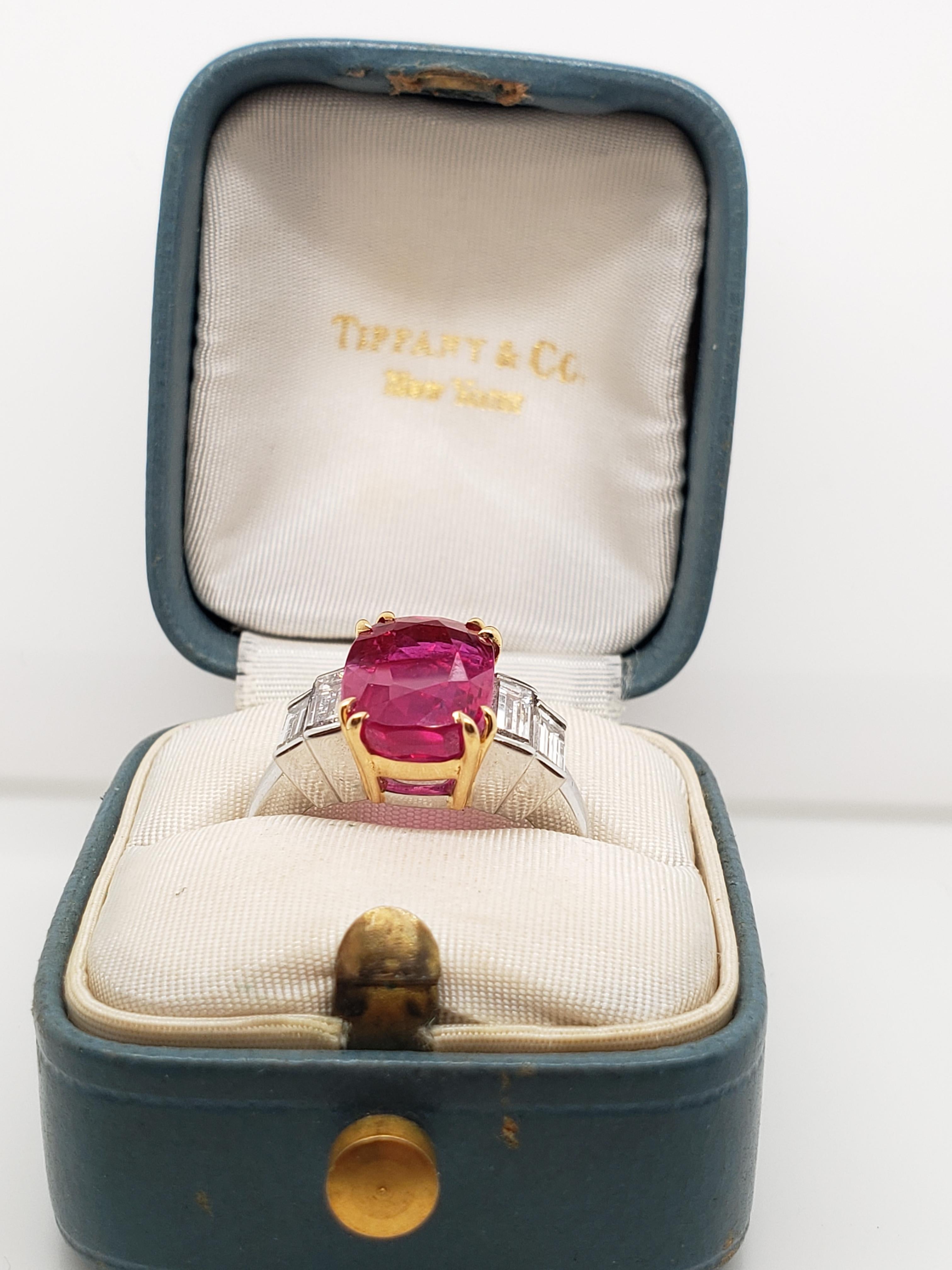 Contemporary Tiffany & Co. AGL Certified 4.02 Ruby  Diamond Ring, For Sale