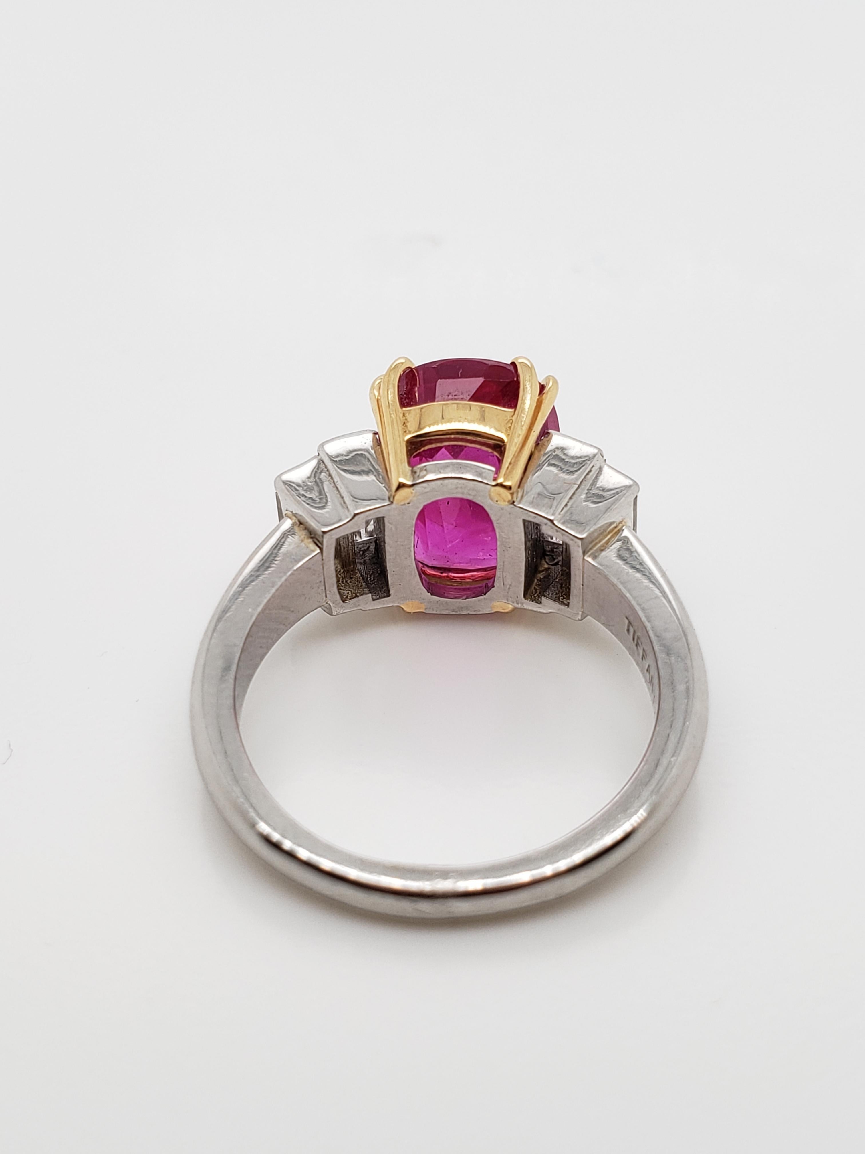 Tiffany & Co. AGL Certified 4.02 Ruby  Diamond Ring, In Good Condition For Sale In New York, NY