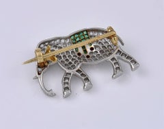 Platinum, Gold and Diamond Walking Elephant Brooch