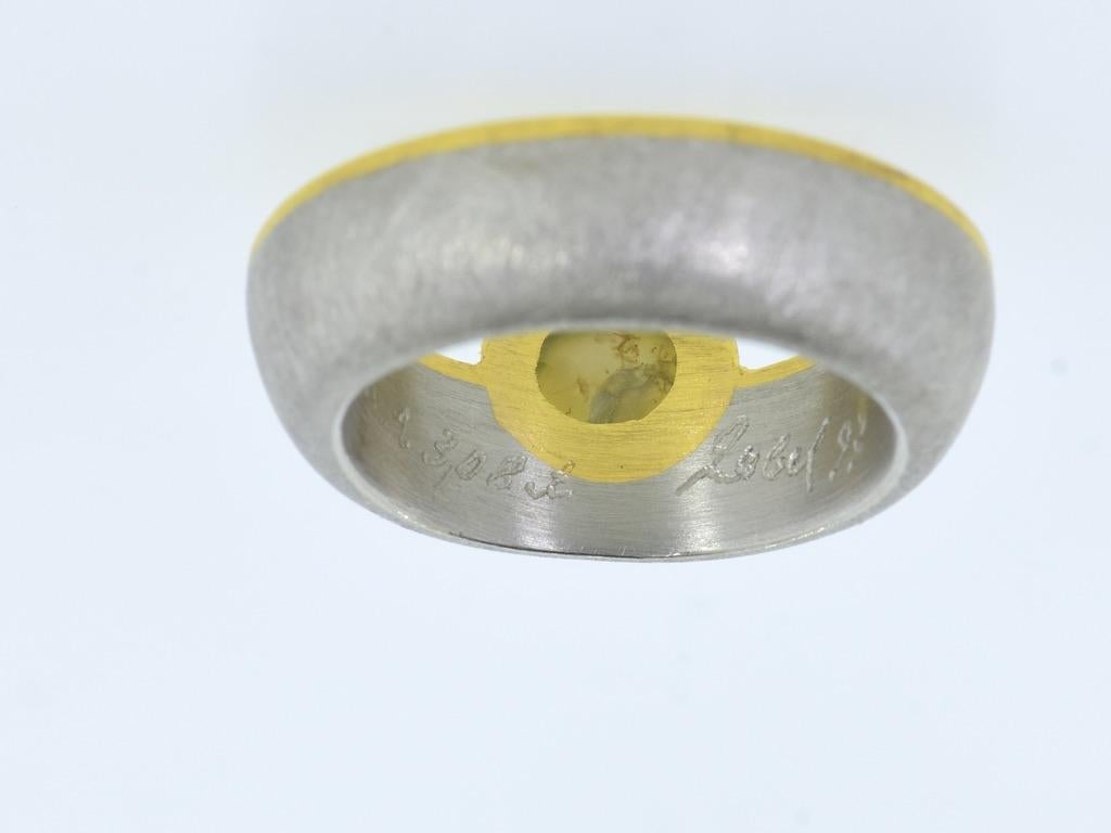 Women's or Men's Platinum, Gold and fine Cat's Eye Chrysoberyl Vintage Ring by Michael Zobel 1997 For Sale