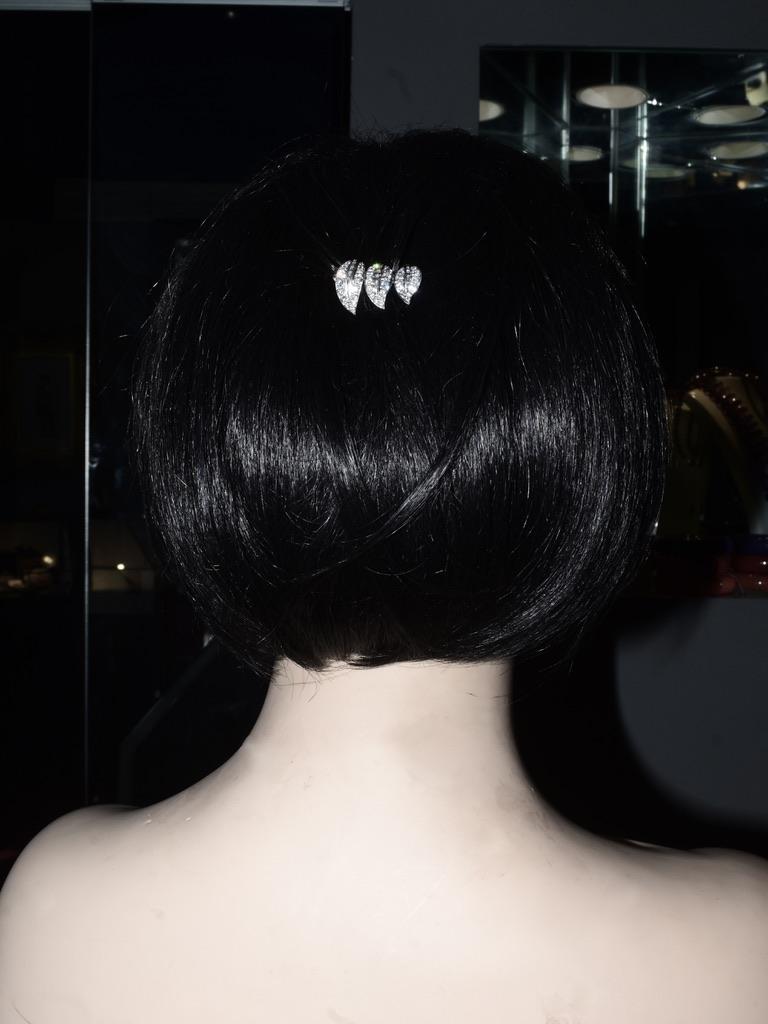 Platine, or et diamant fin à trois feuilles  Barrette vintage à motifs cheveux en vente 3