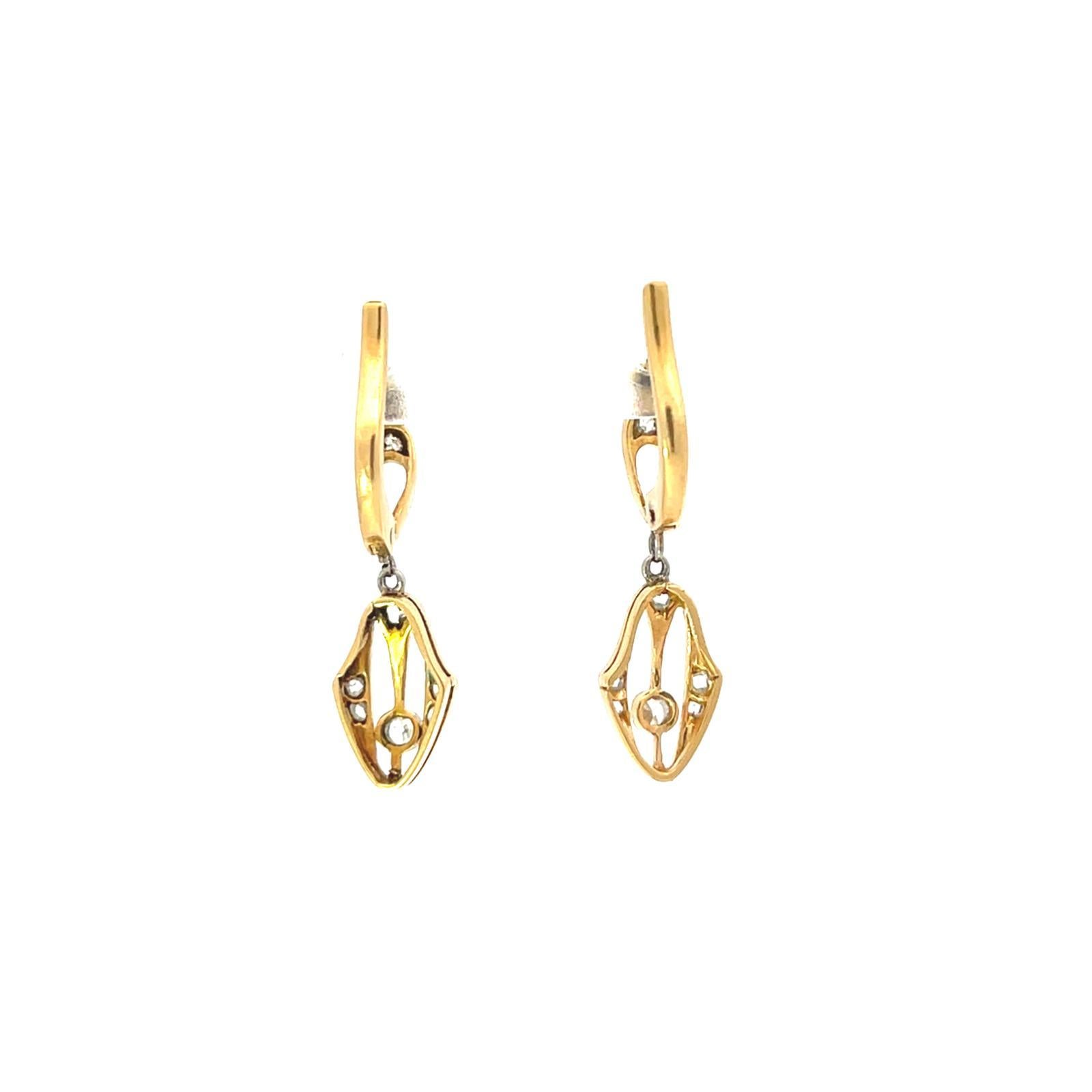 Boucles d'oreilles Art déco en or platine avec diamants en pampille Pour femmes en vente