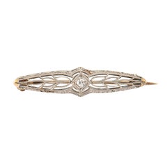 Platinum Gold Diamond Art Deco Filigree Brooch, 1920s, Countess Hendrikoff