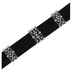Diamond Platinum Gold Black Velvet Belle Epoque Choker Necklace