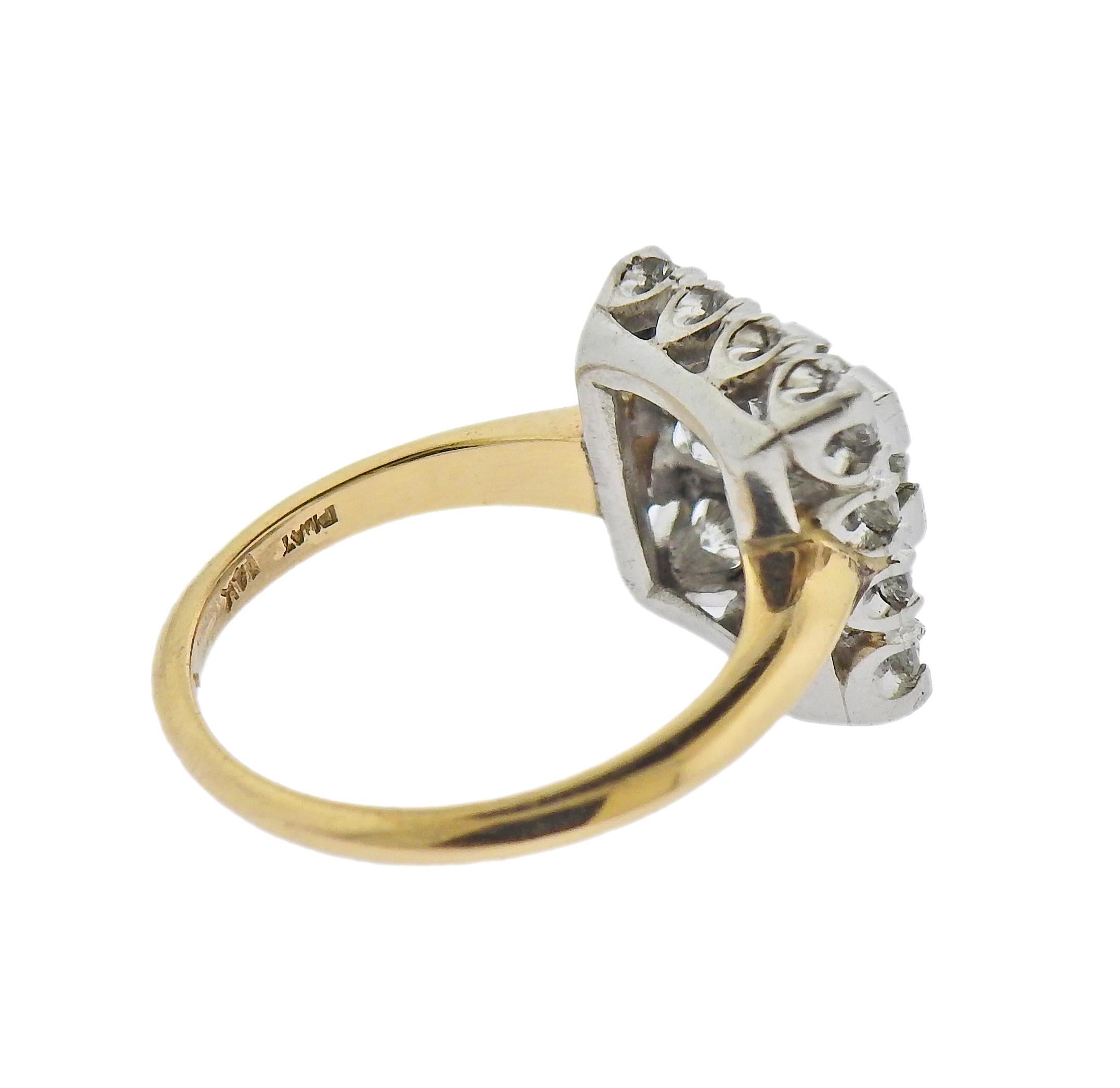 Round Cut Platinum Gold Diamond Ring For Sale