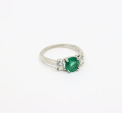 Platinum Gold Emerald Diamond Ring
