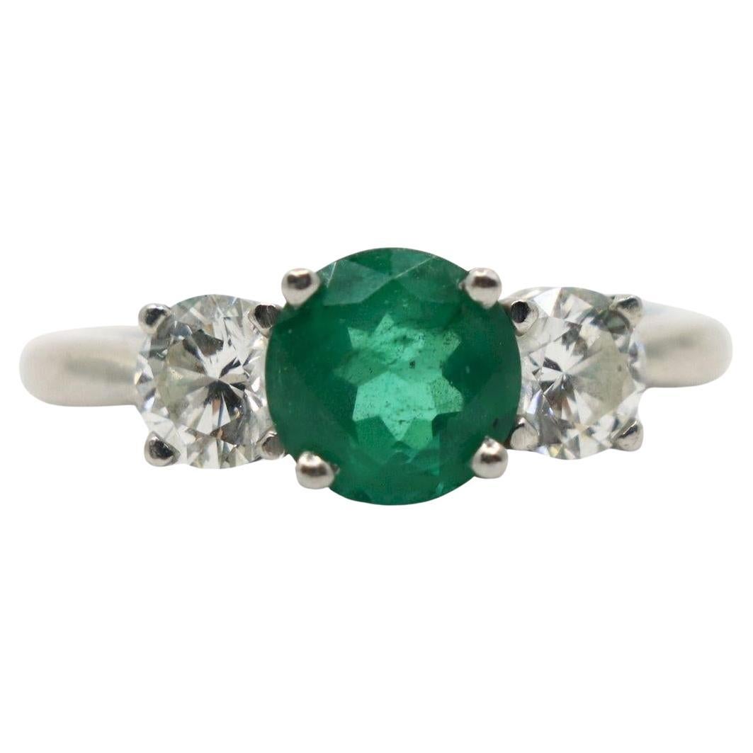 Platinum Gold Emerald Diamond Ring