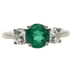 Anillo Platino Oro Diamante Esmeralda