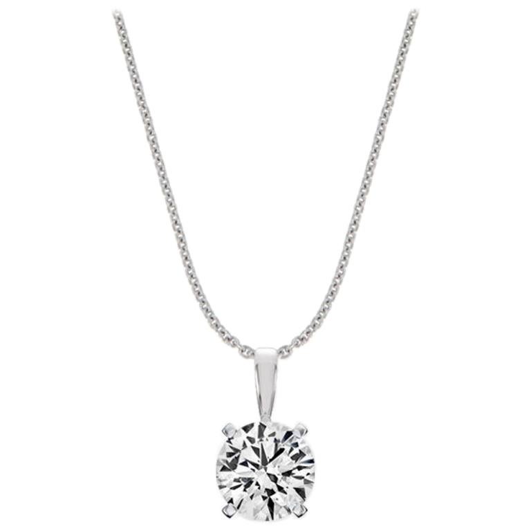 Platinum Gold Four Prongs Natural Diamond Pendant '1 Carat' For Sale