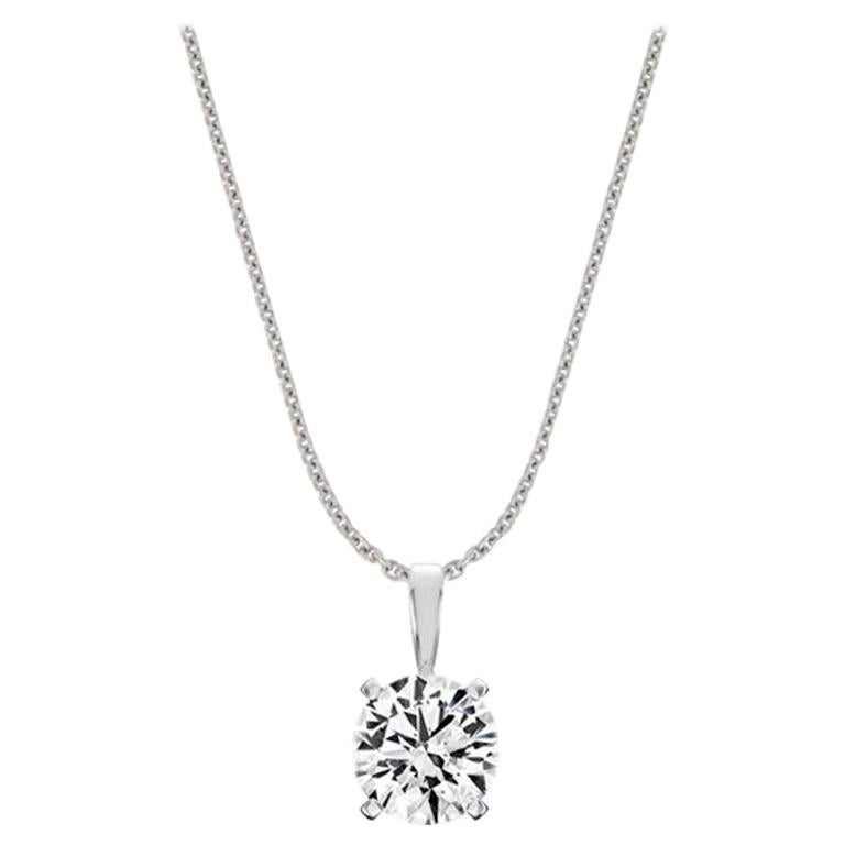 Platinum Gold Four Prongs Natural Diamond Pendant '3/4 Carat' For Sale