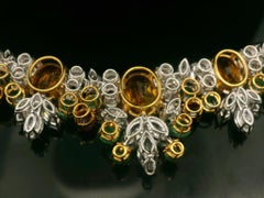 Statement-Halskette aus Platin und Gold, GIA 169,84 Karatw Saphir, Smaragd, Rubin und Diamant