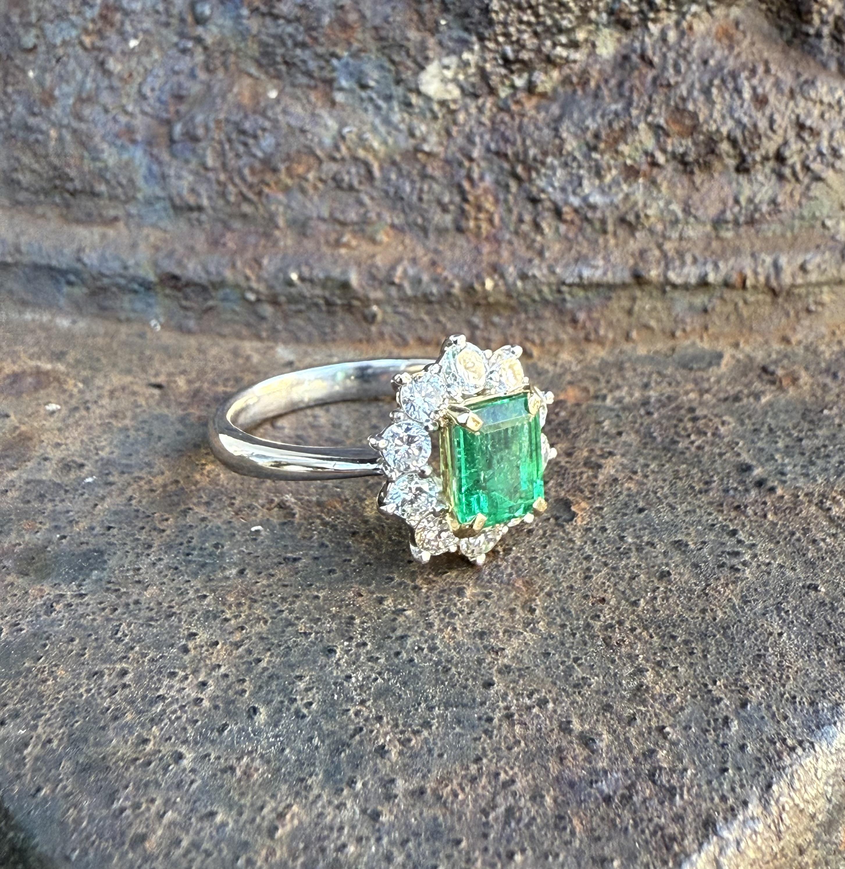 --Stein(e):--
(1) Natürlicher echter Smaragd - kolumbianisch - achteckiger Stufenschliff - Zackenbesatz - außergewöhnliche saubere grüne Farbe - 1,29ct (genau)
** Vollständige Informationen siehe unten unter 