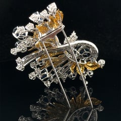 Platinum & Gold GIA 45.84ctw Sapphire Fancy Yellow Diamond Large Brooch