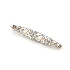 Platinum & Gold Natural Pearl Brooch