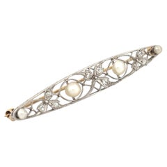 Platinum & Gold Natural Pearl Brooch