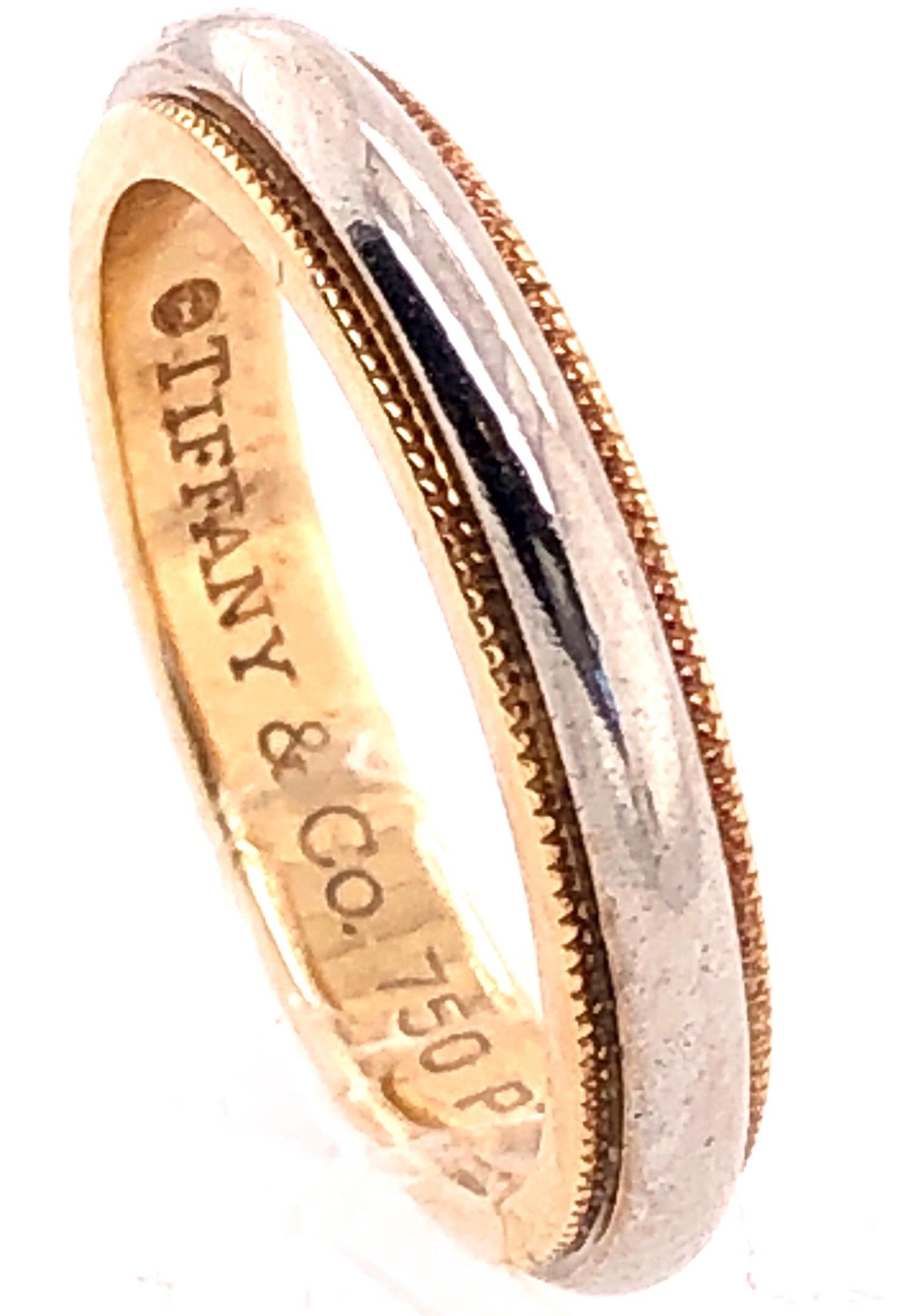Platinum Gold Tiffany & Co. Band/Wedding Ring.
Size 5.5. 3.35MM Wide 
5.46 grams total weight.  
