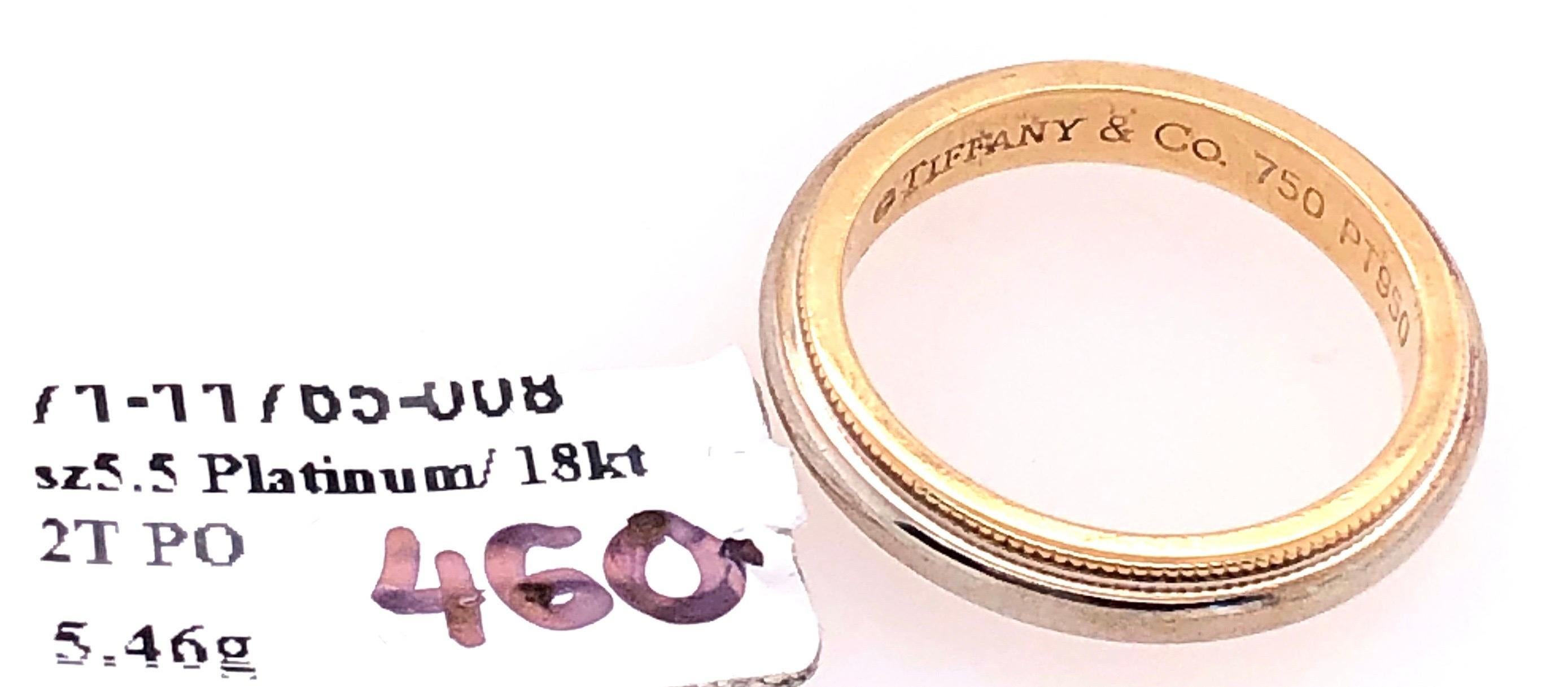 Platinum Gold Tiffany & Co. Band or Wedding Ring In Good Condition For Sale In Stamford, CT