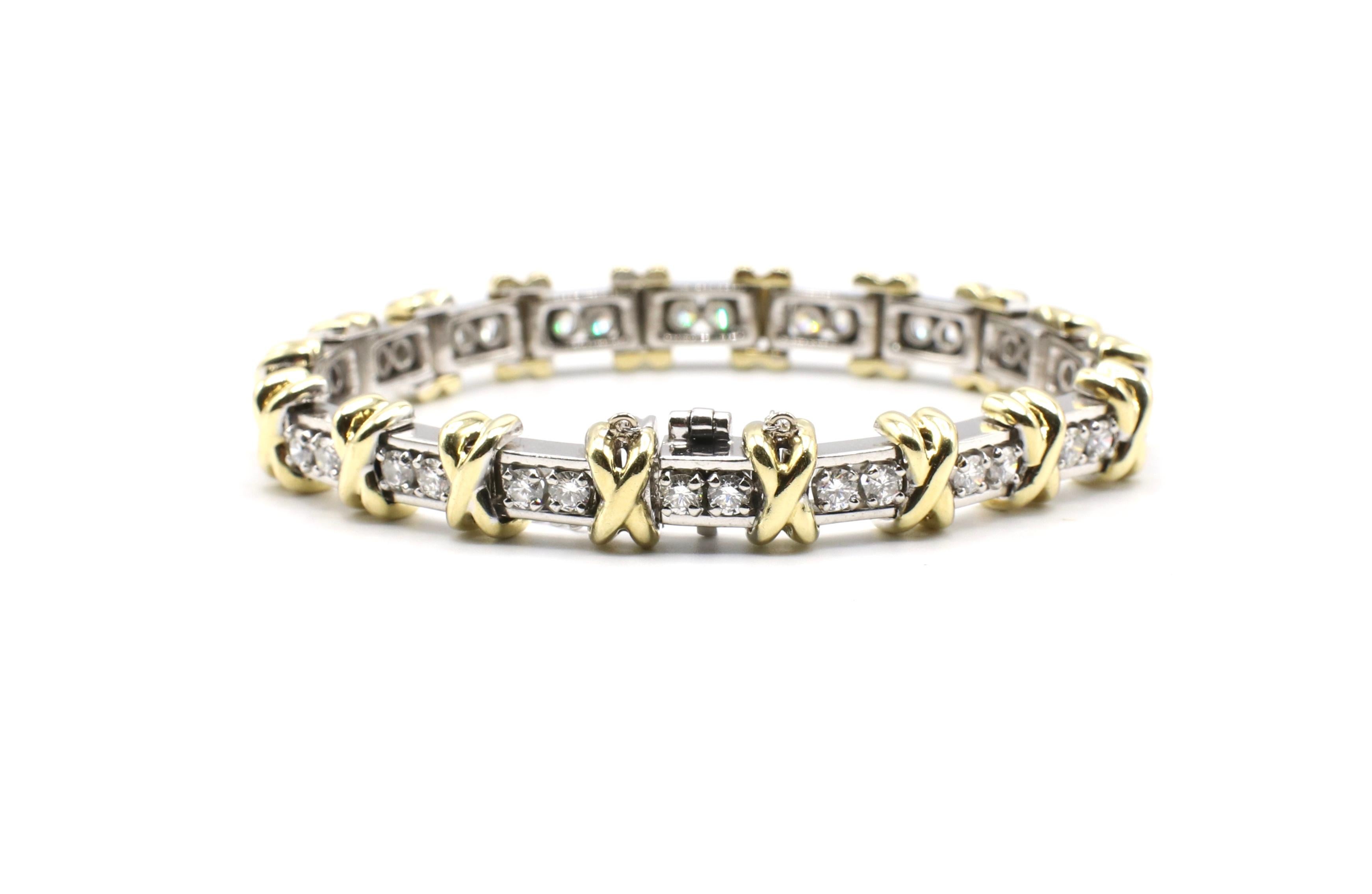two tone tennis bracelet