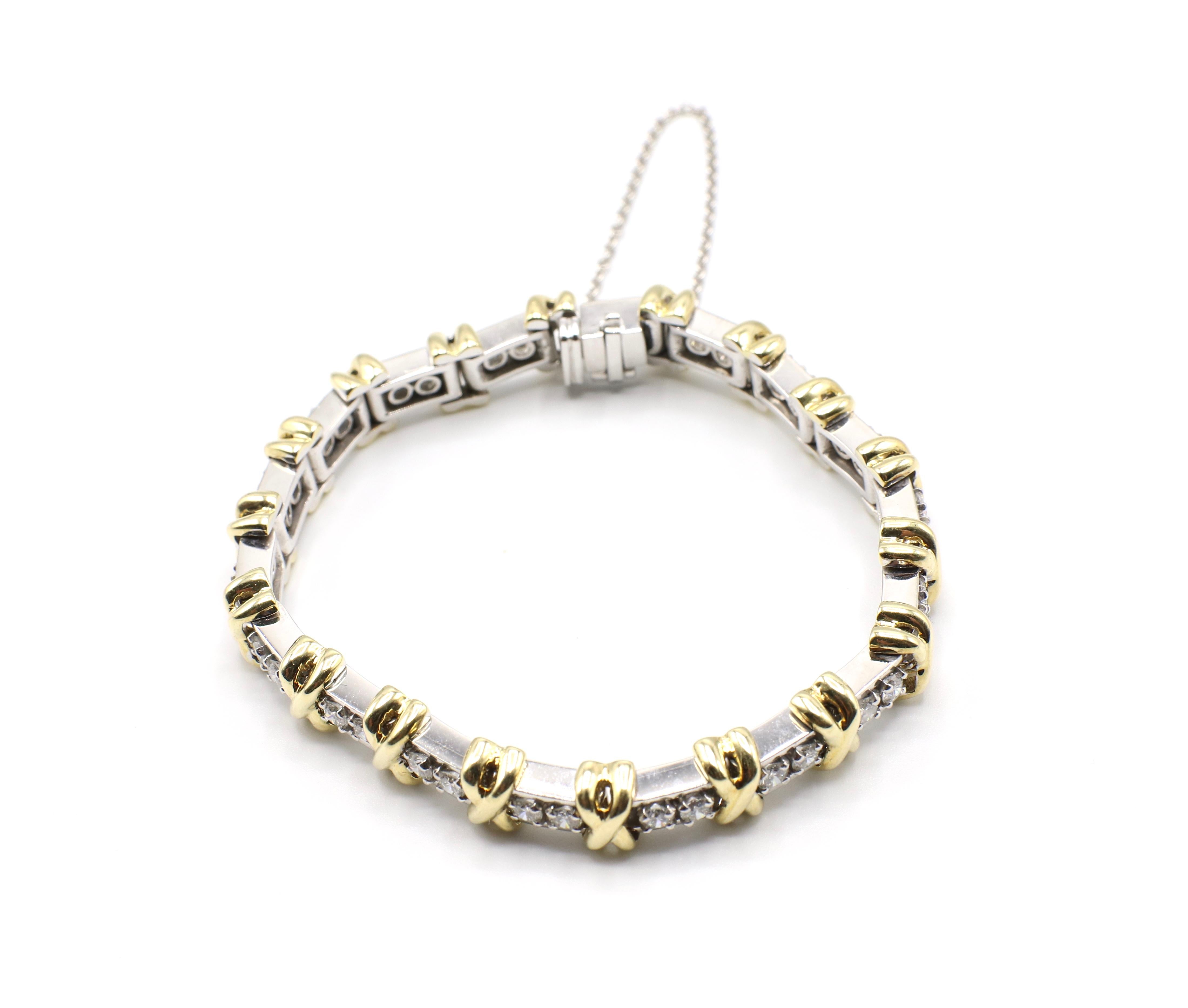 Platinum and Gold Two-Tone Diamond Tennis Bracelet with 