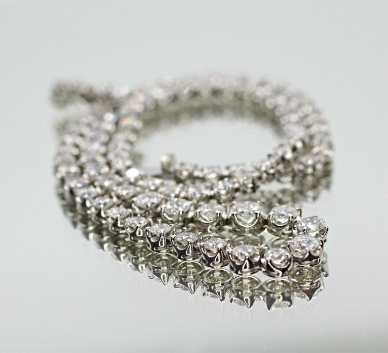 Platinum Graduated Diamond Necklace, Containing 10.00 Carat For Sale at