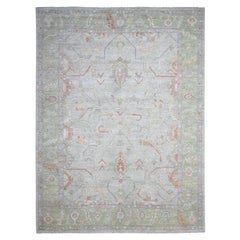 Platinum Gray Afghan Angora Oushak All Wool Hand Knotted Oriental Rug 8'10"x12'