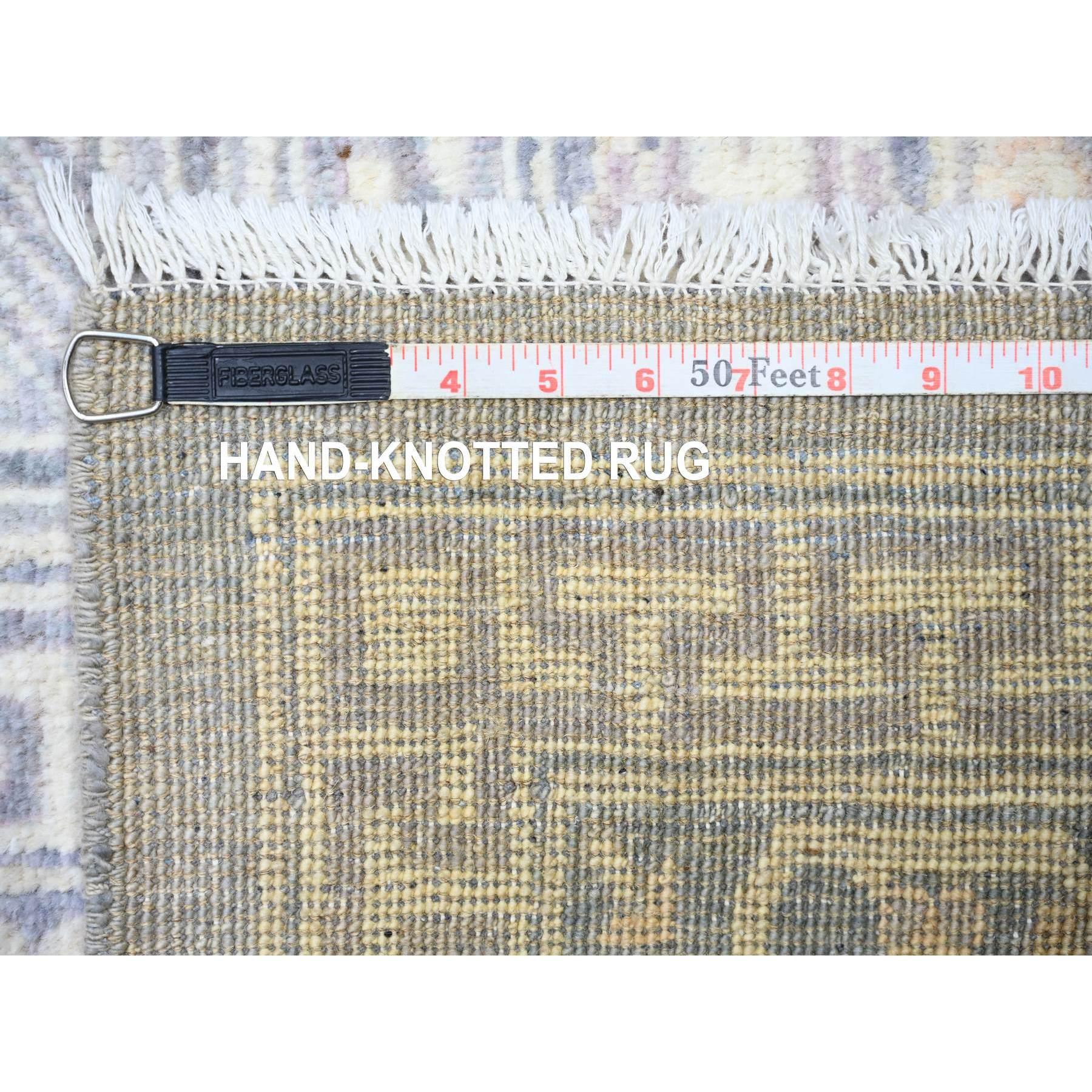 Tapis Peshawar gris platine noué à la main et lavé à la pierre 10'0