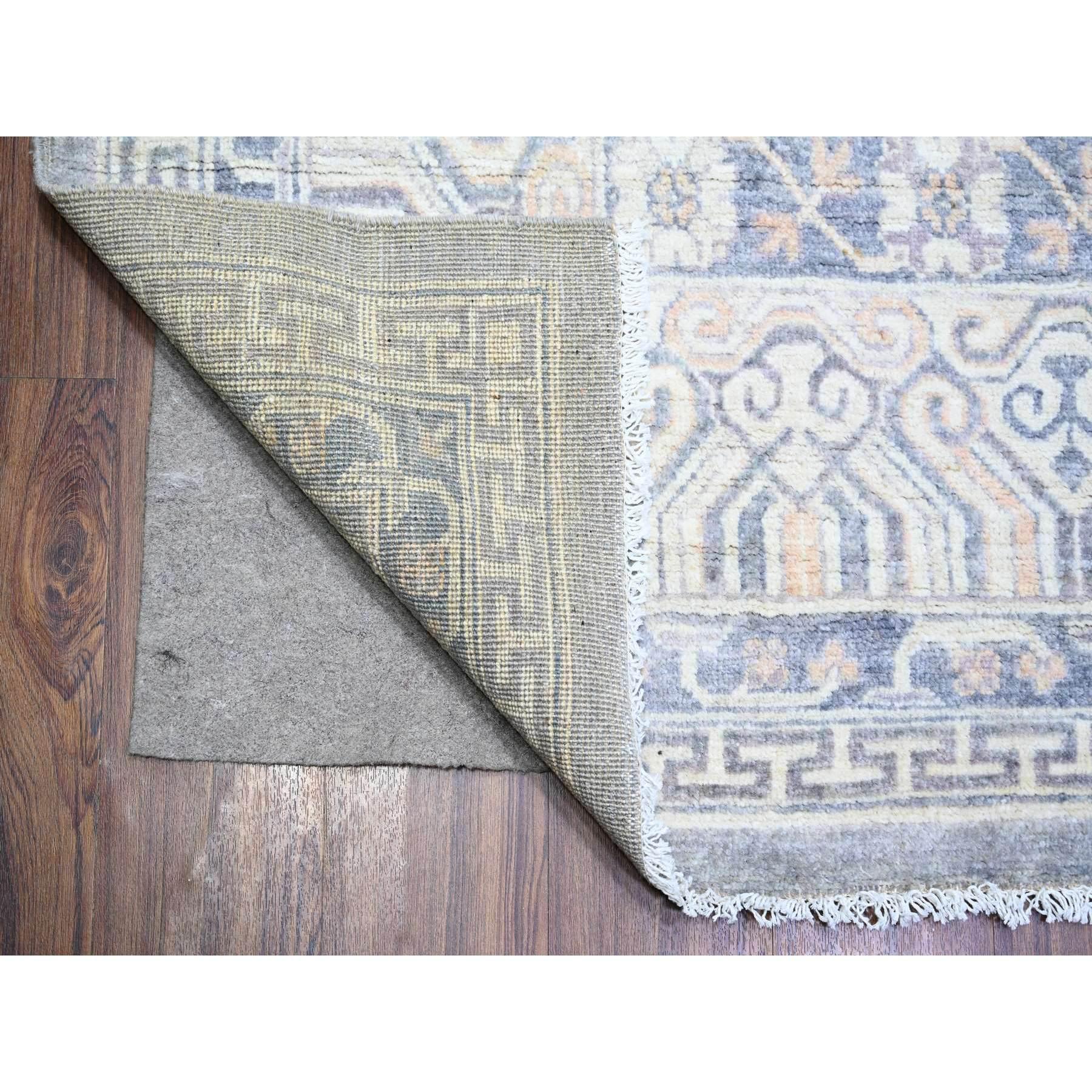 Afghan Tapis Peshawar gris platine noué à la main et lavé à la pierre 10'0