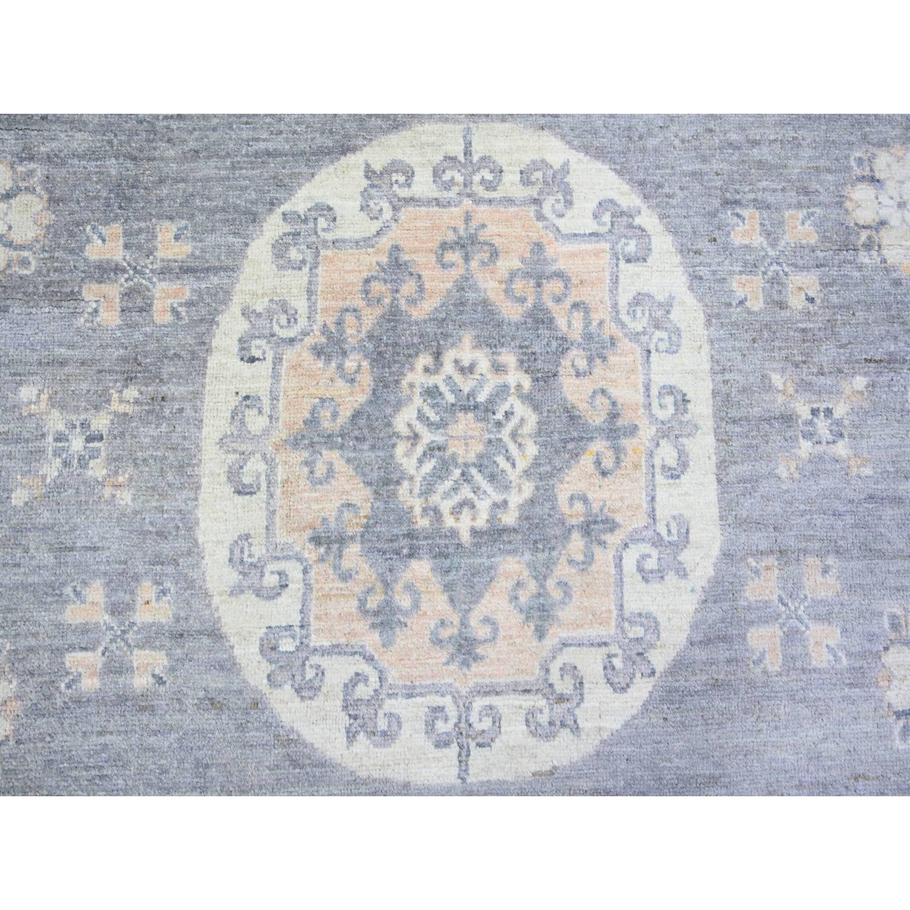 Laine Tapis Peshawar gris platine noué à la main et lavé à la pierre 10'0