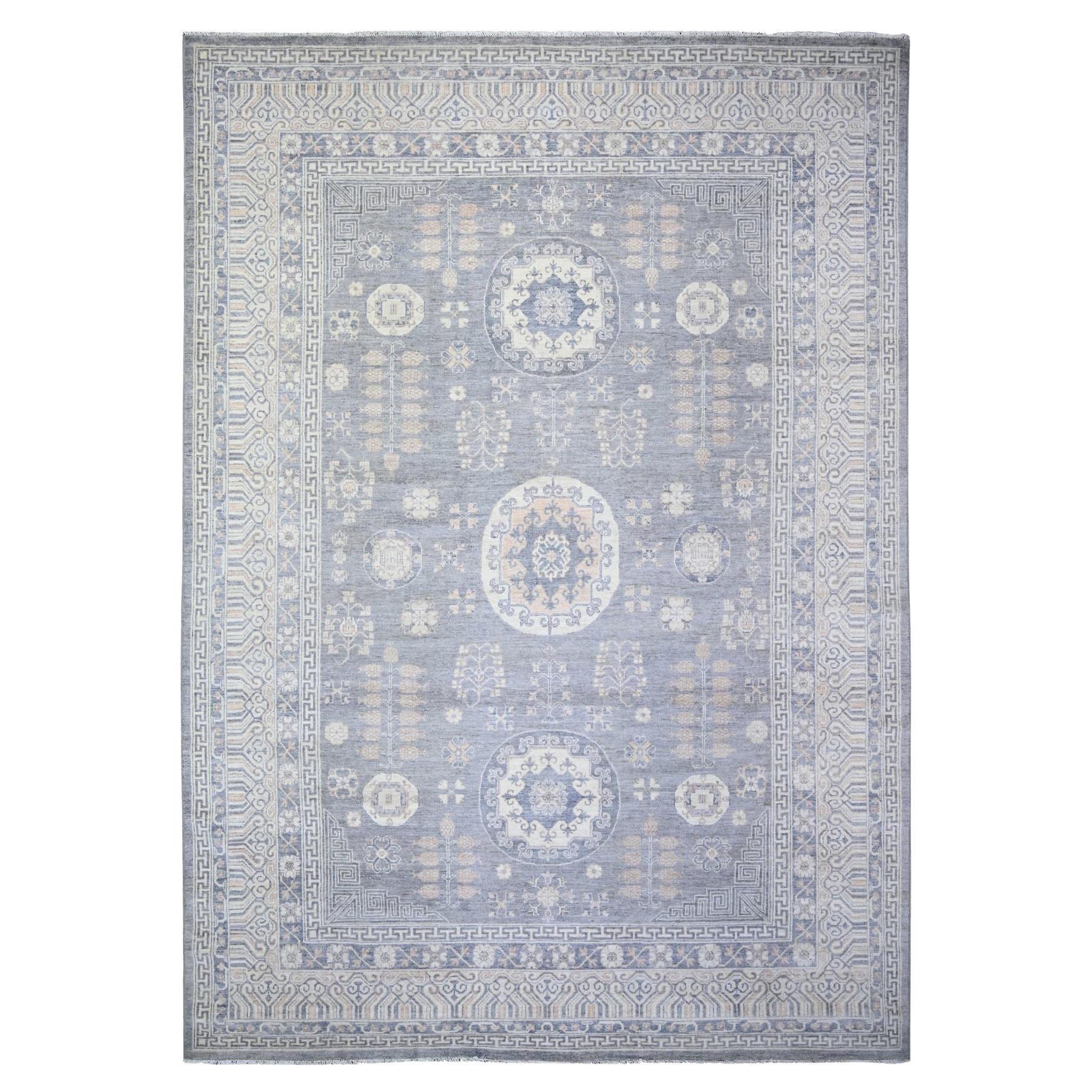 Tapis Peshawar gris platine noué à la main et lavé à la pierre 10'0" x 14'1"