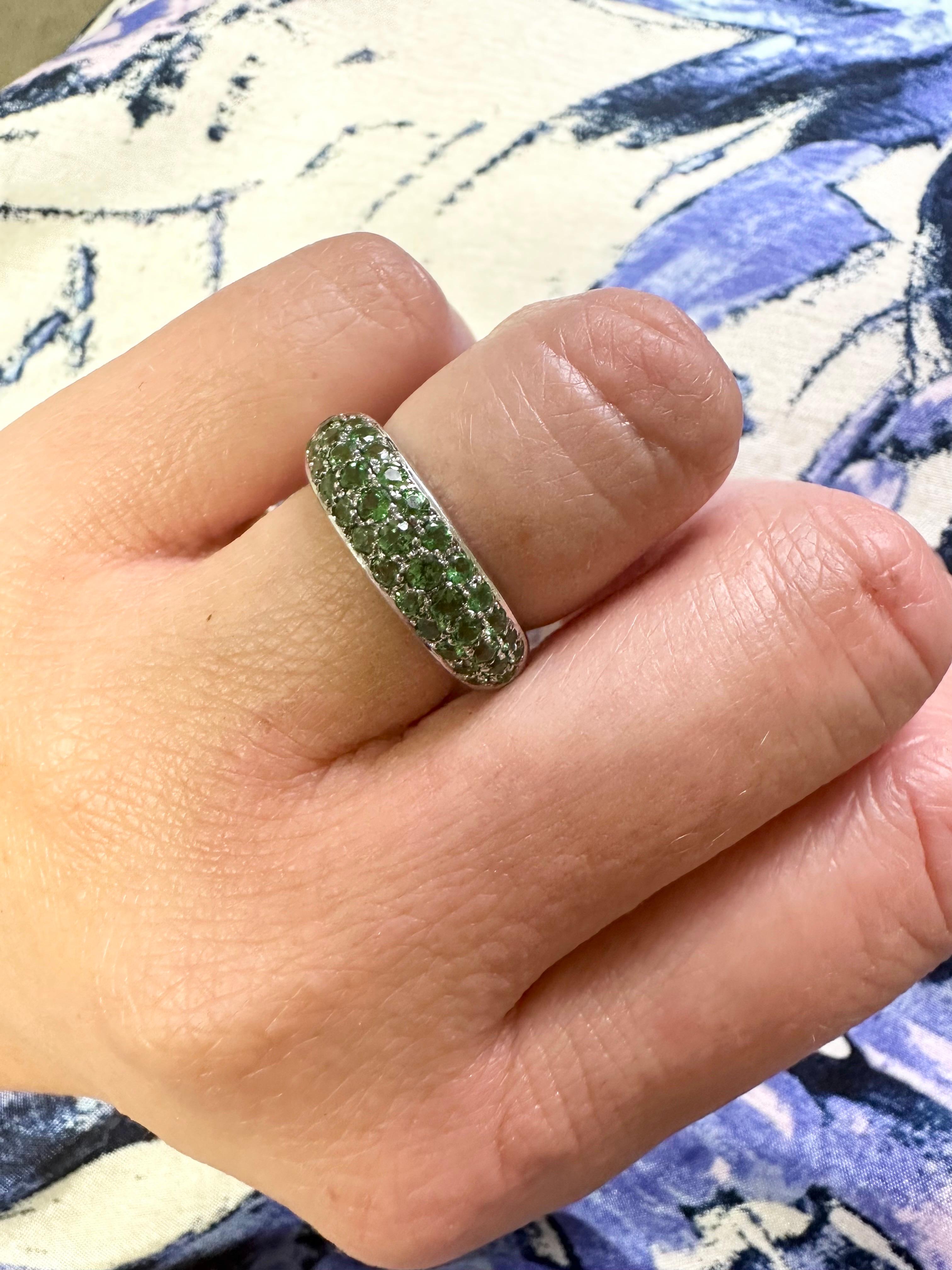 Platinum Green Ring Tsavorite Pave Ring in Platinum In New Condition For Sale In Jupiter, FL