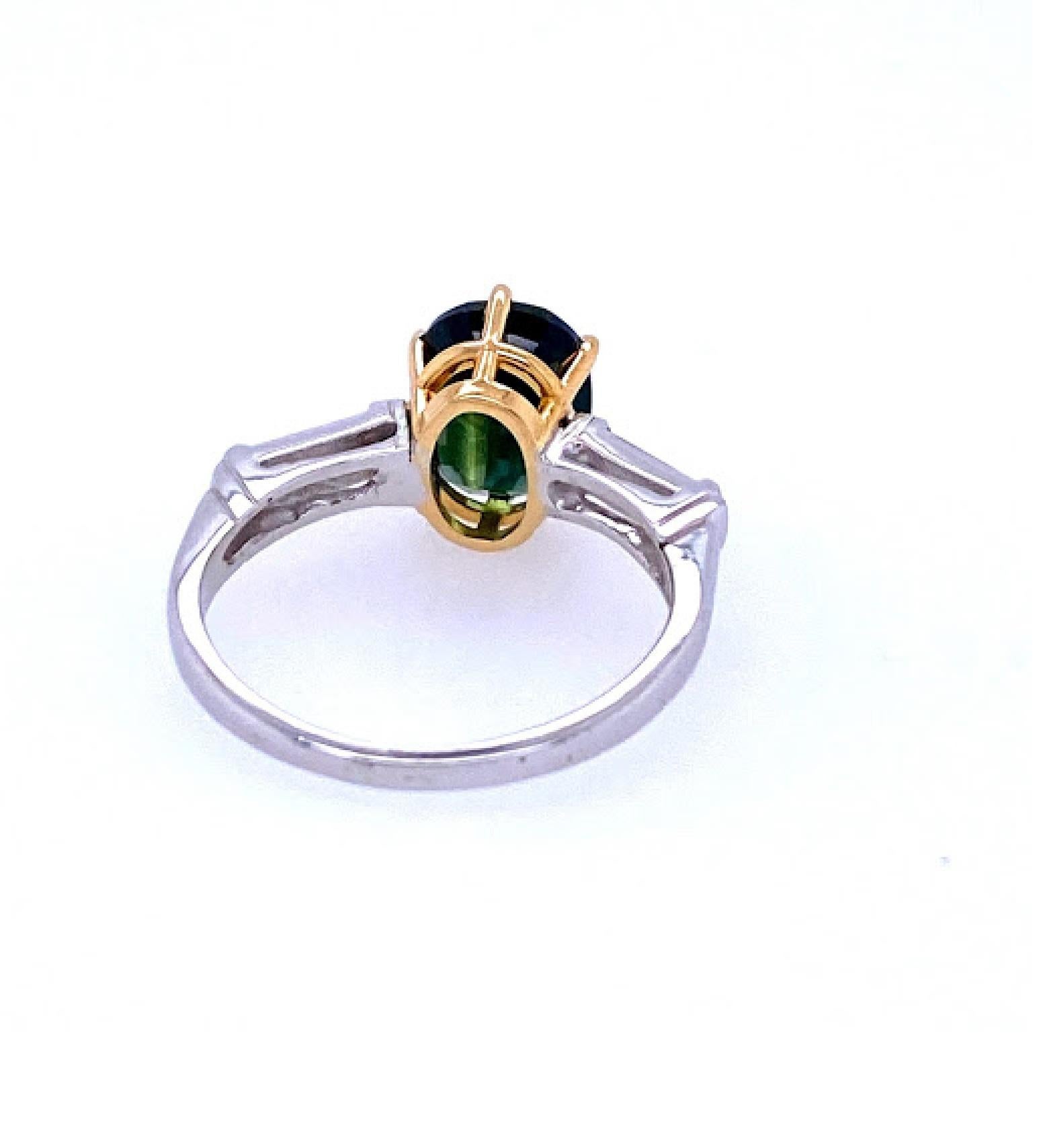 Oval Cut Platinum Green Sapphire Ring
