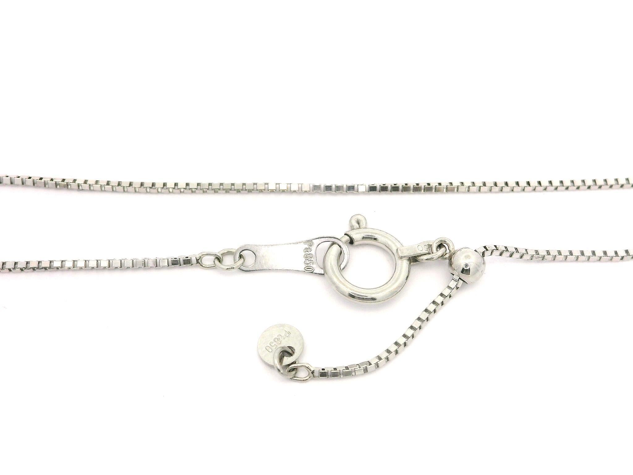 Platinum Green Tourmaline & Diamond Teardrop Pear Pendant w/ Adjustable Chain For Sale 3