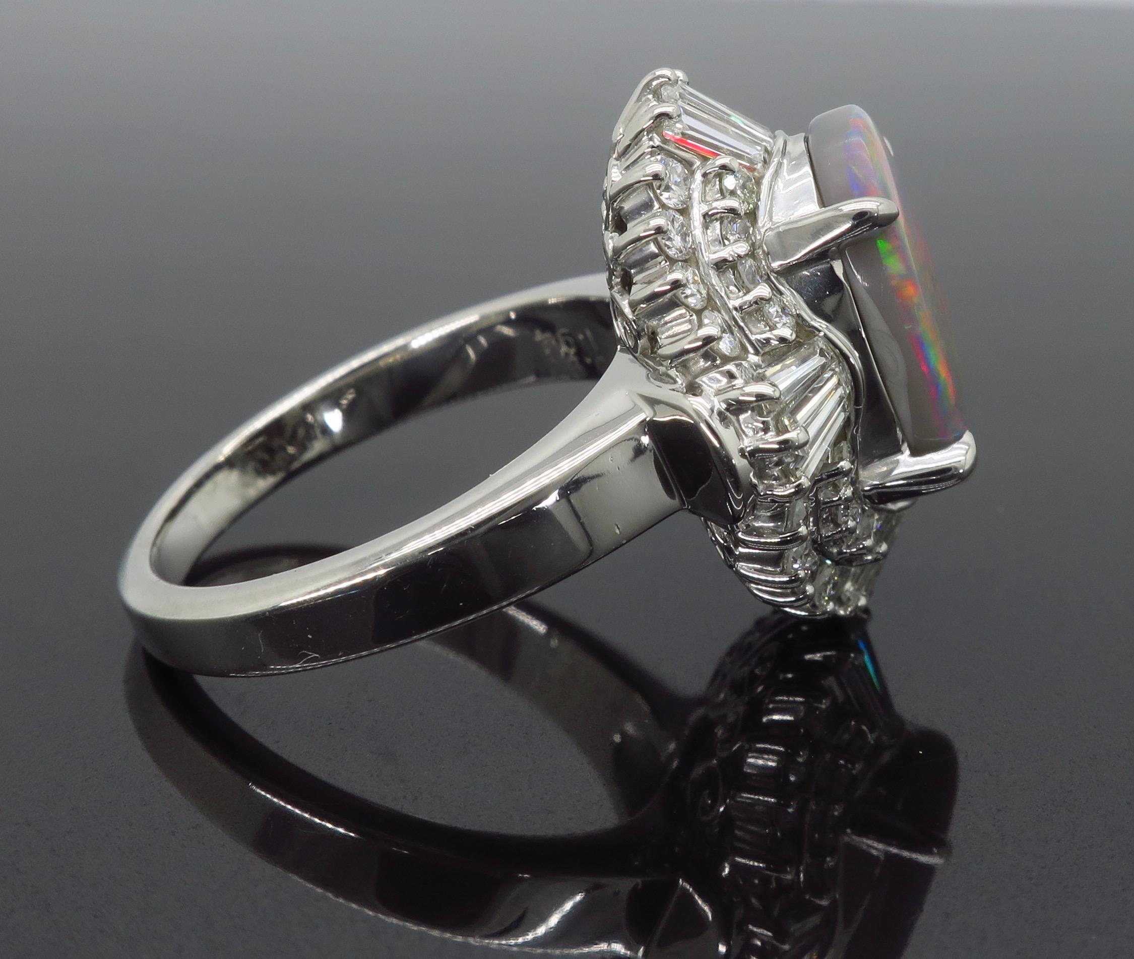 Platinum Grey Opal and Diamond Ballerina Style Ring 6