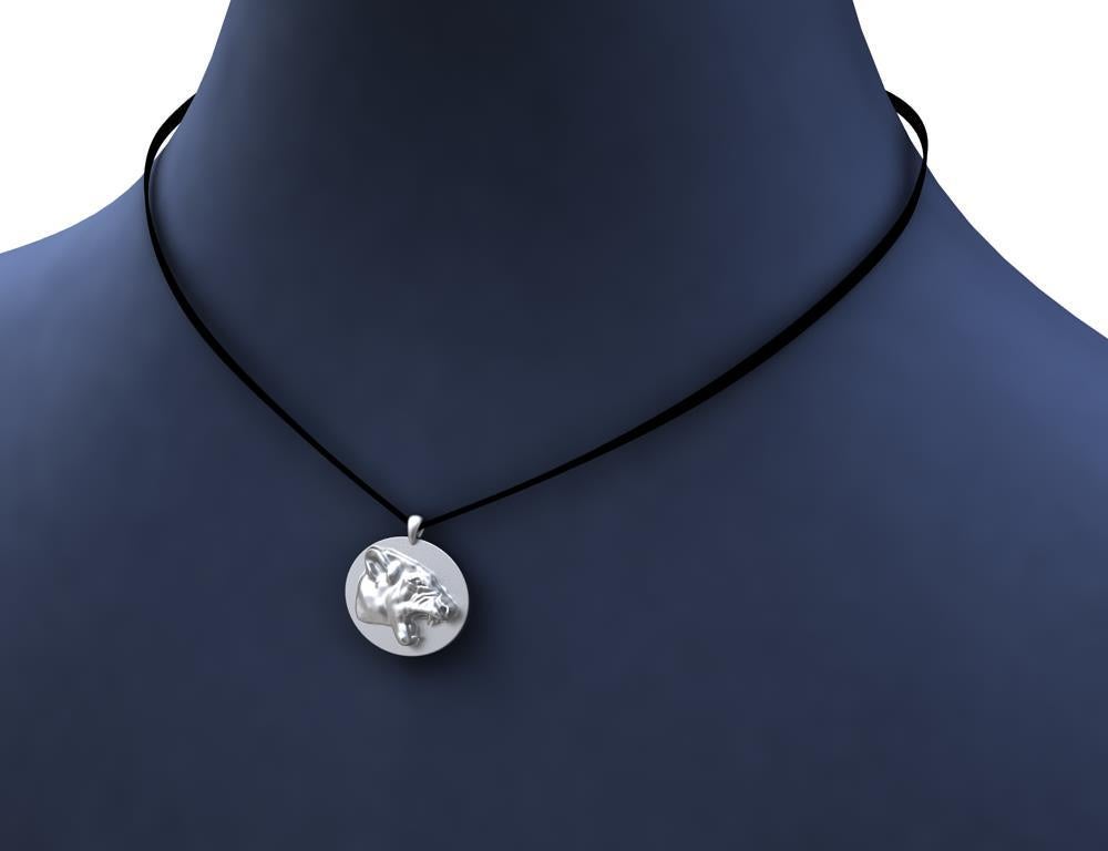 Contemporary Platinum Growler Panther Pendant Necklace