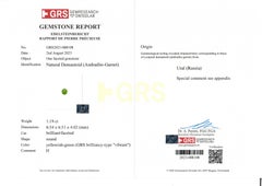 Platinum GRS 2.29ctw Horsetail Green Demantoid Garnet Diamond Double Halo Ring