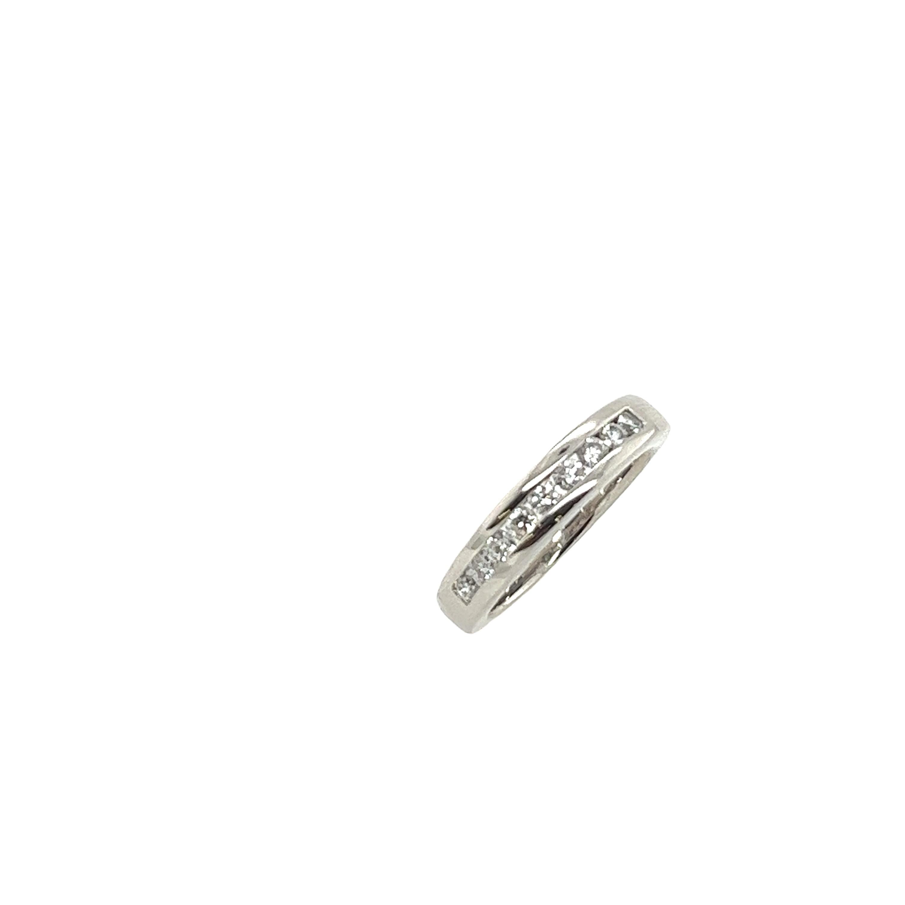 Platinum diamond half eternity ring, featuring 0.27 carats of round brilliant cut diamonds, making it a perfect choice for any special occasion or everyday accessory.

Total Diamond Weight: 0.27ct 
Diamond Colour: G-H
Diamond Clarity: VS
Width of