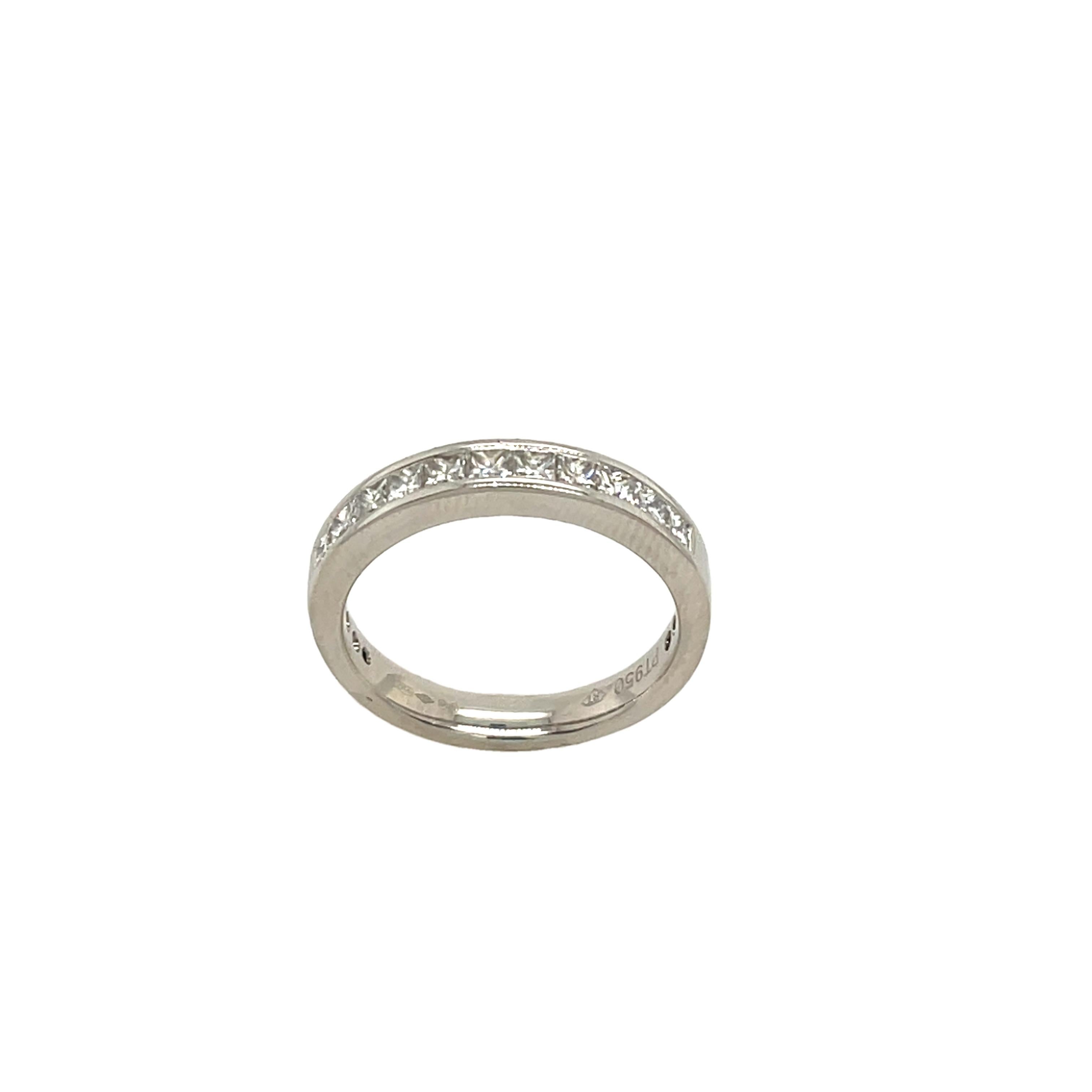 Platinum Half Eternity Diamond Ring, Set With 0.50ct Natural Round Diamonds In Excellent Condition For Sale In London, GB