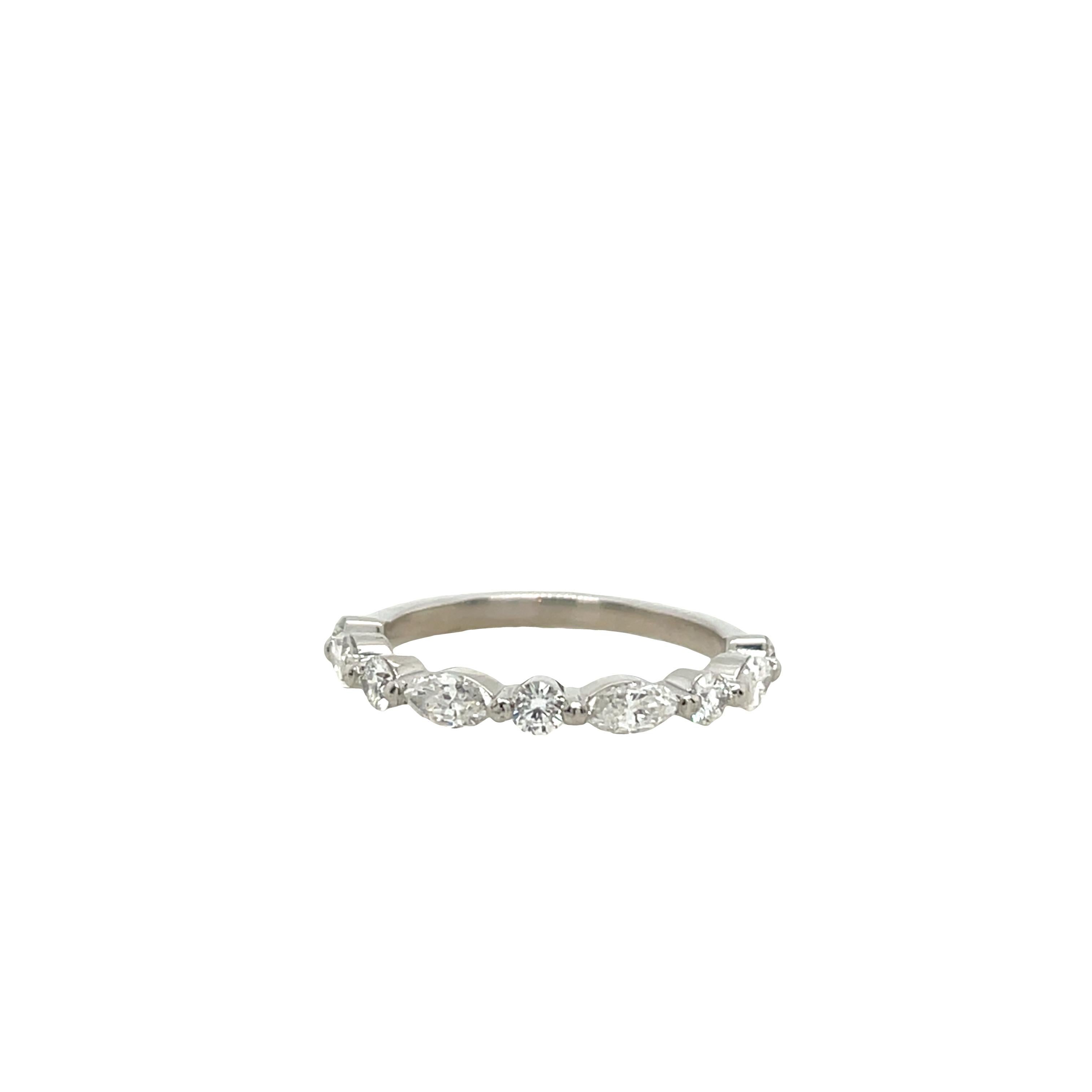 Platinum Half Eternity Diamond Ring, Set With 0.85ct Natural Diamonds For Sale