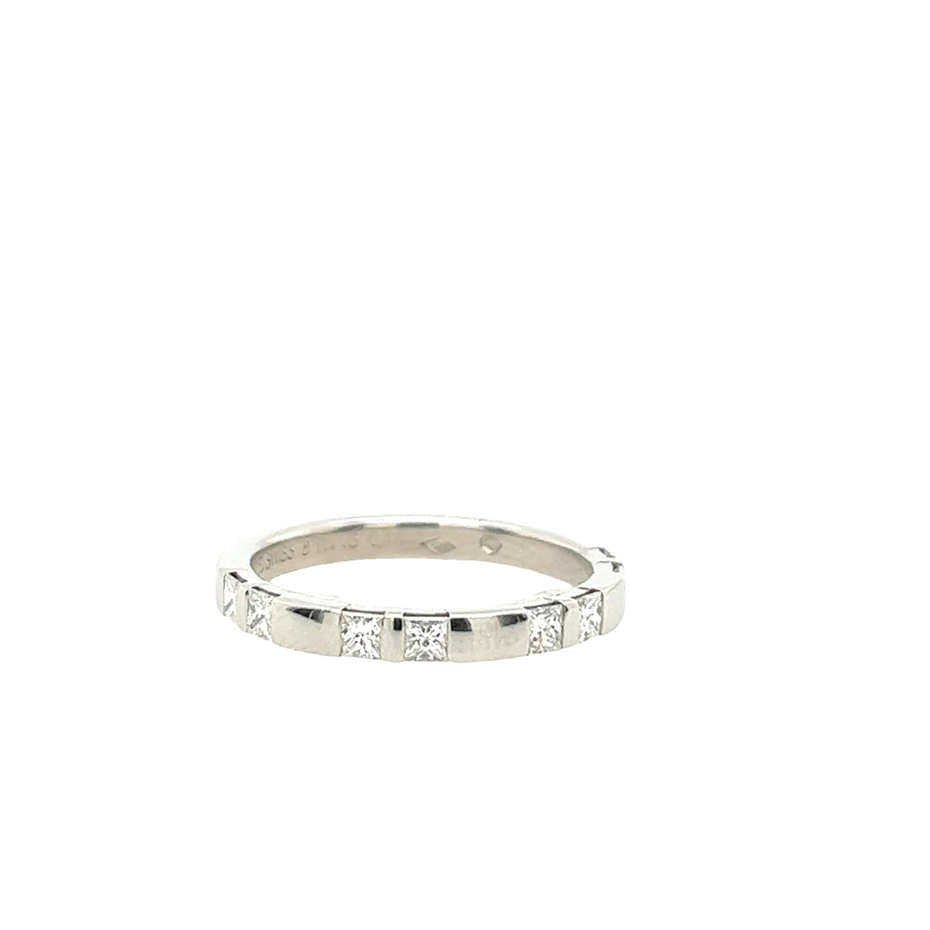 Round Cut Platinum Half Eternity Ring/Wedding Ring Set With 0.44ct Diamonds