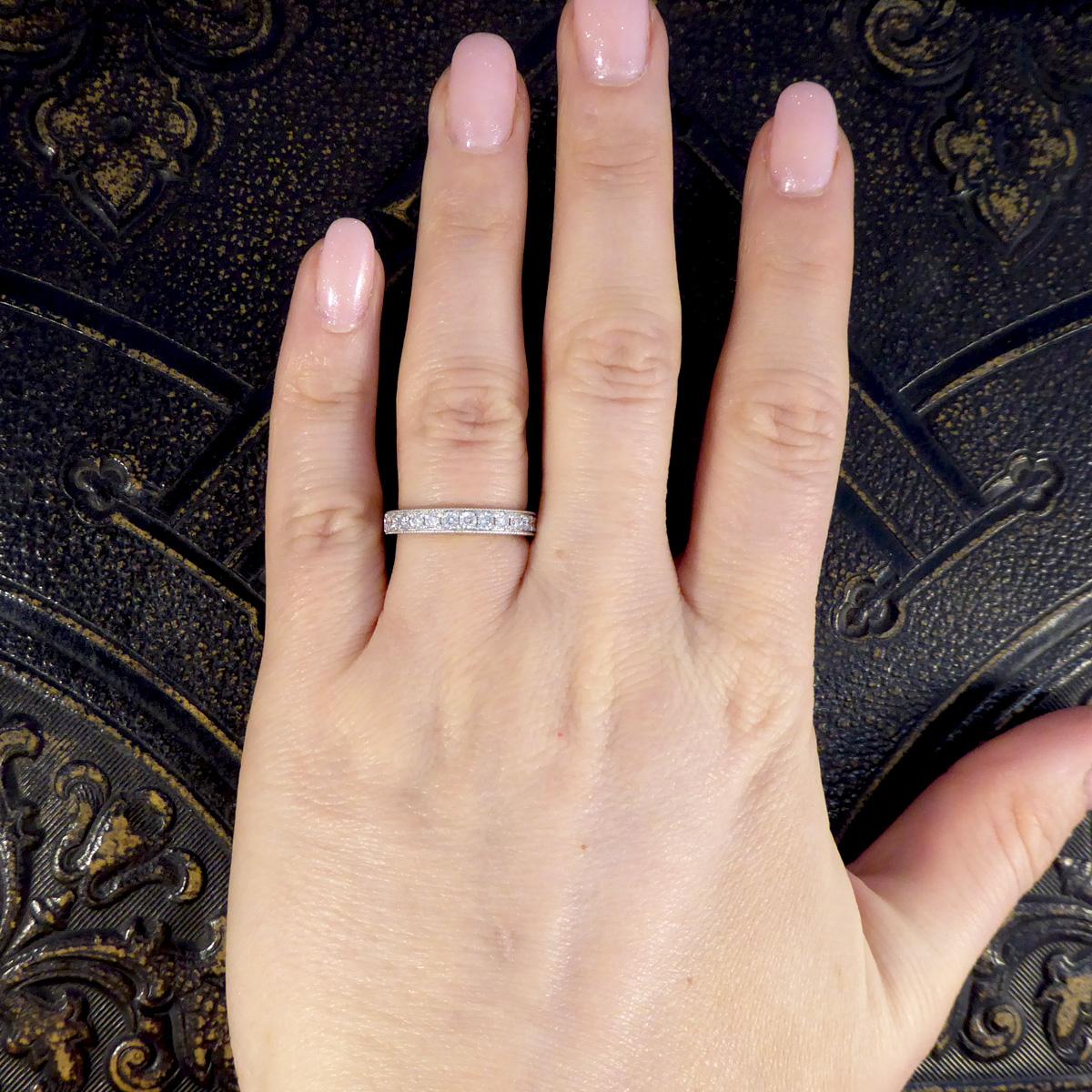 Women's or Men's Platinum Half Eternity Ring with 0.50ct Brilliant Cut Diamond For Sale