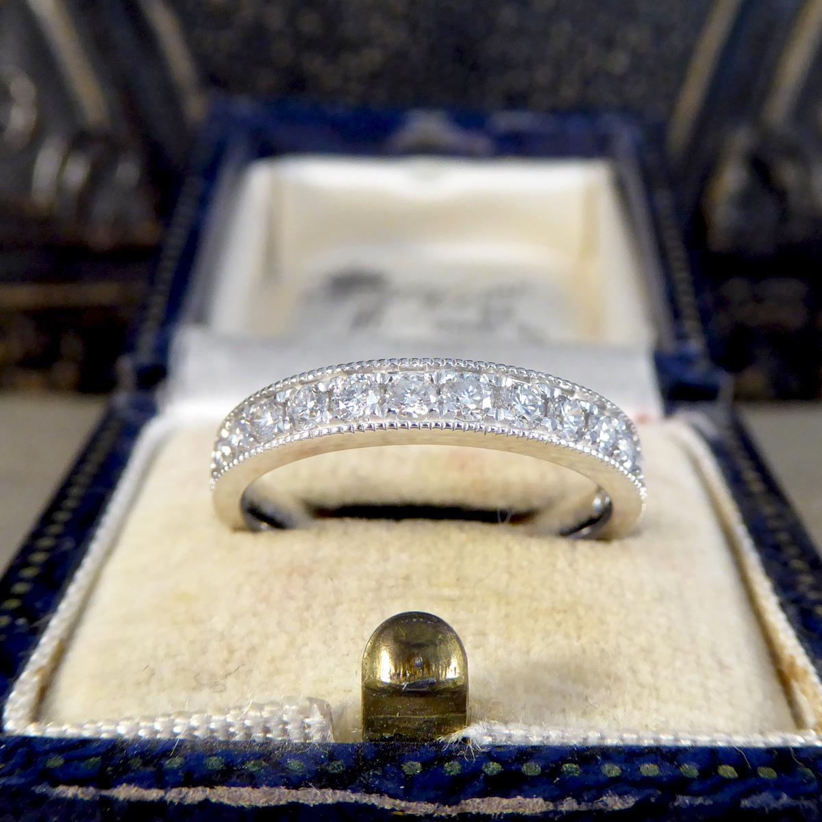 Platinum Half Eternity Ring with 0.50ct Brilliant Cut Diamond For Sale 1
