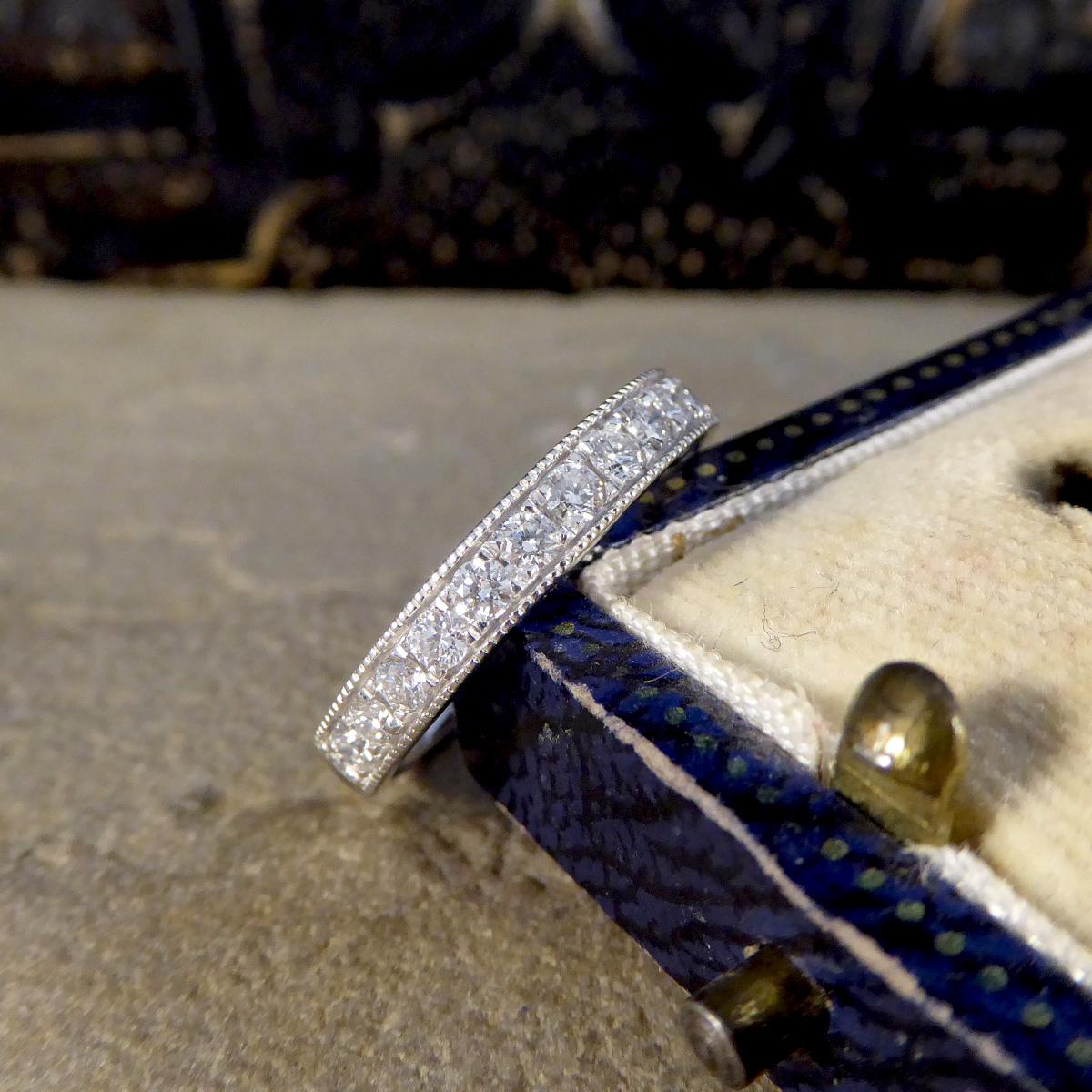 Platinum Half Eternity Ring with 0.50ct Brilliant Cut Diamond For Sale 2