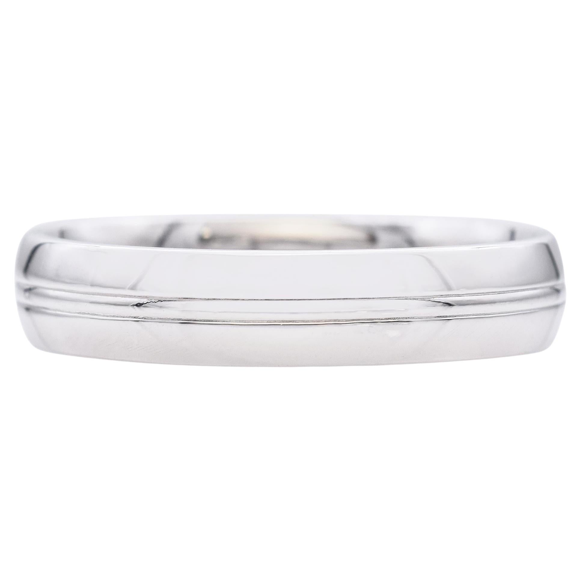 Anneau de mariage pour homme en platine à bords demi-ronds