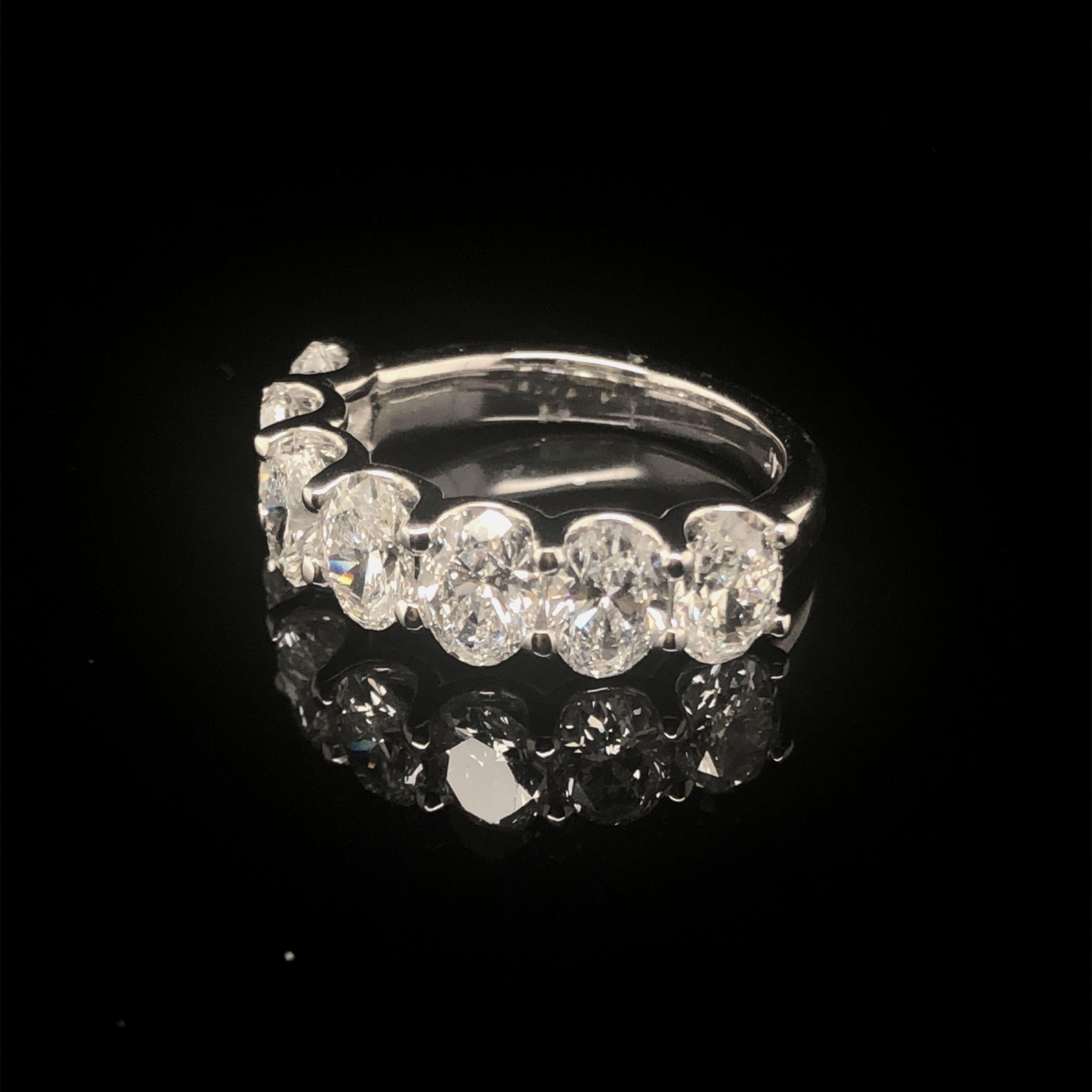 Platinum Half Way Oval 3.40 CTS Diamond Ring Band For Sale