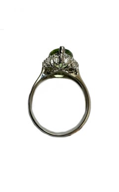 Platinum Halo Diamond Pear Shape 3.53 Carat Green Tourmaline Engagement Ring