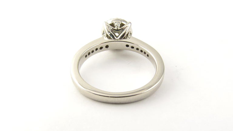 Platinum Halo Round Brilliant Diamond Engagement Ring .65 Carat at 1stDibs